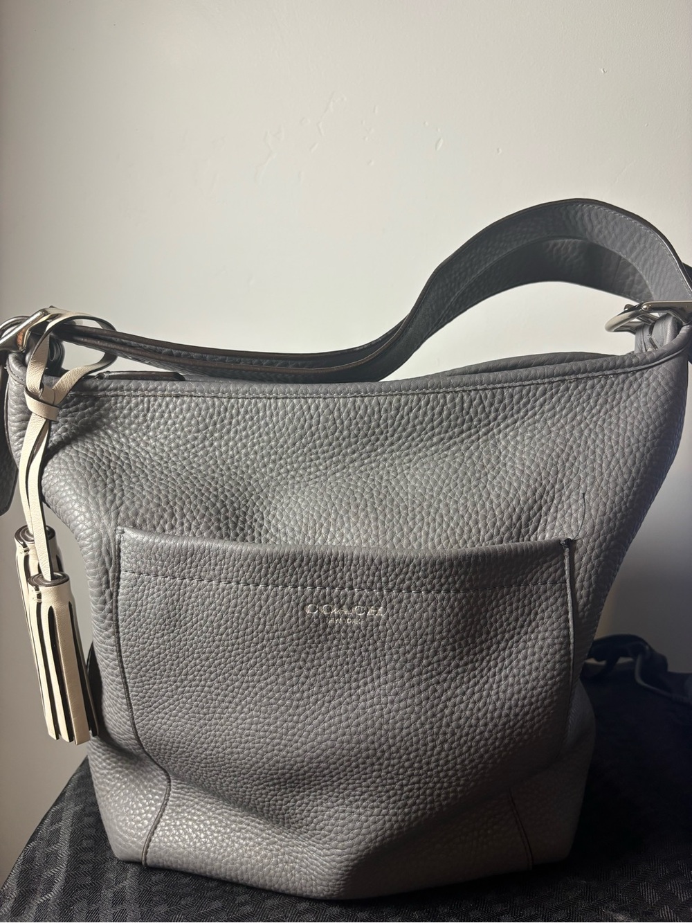 Coach Pebbled Leather Shoulder Bag in Gray